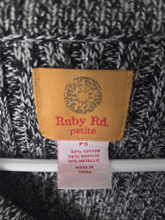 Ruby Rd. Gray Ruffled-Front Knit Cardigan - Picture 2 of 3